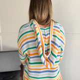 Multi Color Stripe Crochet Hoodie - Ana Patricia Boutique