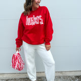 Huskers Puff Crewneck- Red