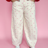 Polka Dot Barrell Jeans- Pink