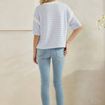 Cloudy Blue Knit Stripe Top - Ana Patricia Boutique