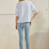 Cloudy Blue Knit Stripe Top - Ana Patricia Boutique