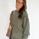 Double Ribbed Pullover- Olive - Ana Patricia Boutique