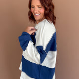 Colorblock Long Sleeve Top- Navy