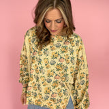Floral Waffle Knit Top- Yellow - Ana Patricia Boutique
