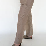 Striped Wide Leg Pants- Brown
