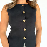 Sleeveless Longline Sweater Vest-Black - Ana Patricia Boutique