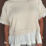 Ruffle Layer Top- Natural
