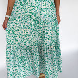 Woven Printed Midi Dress- Green/Blue