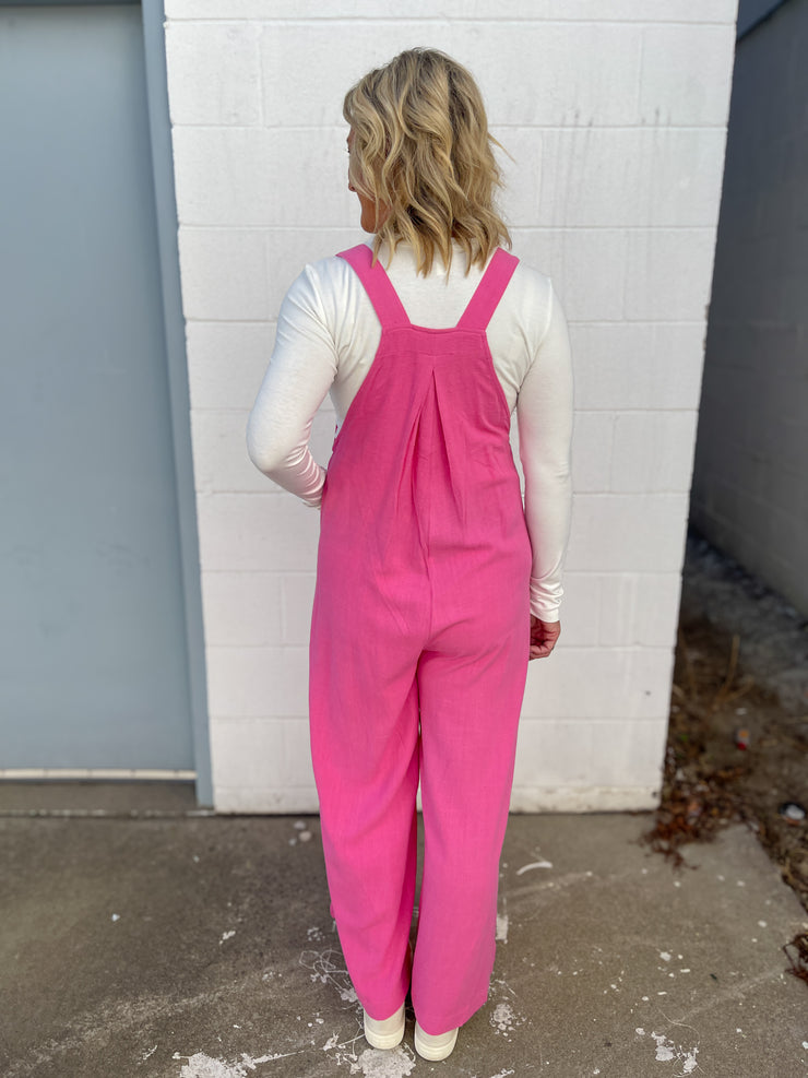 The Dawn Wide Leg Overalls -Pink - Ana Patricia Boutique