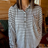 Textured Stripe Top- Olive