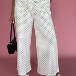Polka Dot Wide Leg Pants-White/Black - Ana Patricia Boutique