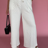 Polka Dot Wide Leg Pants-White/Black - Ana Patricia Boutique