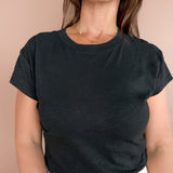 Cotton Crewneck Baby Tee- Black - Ana Patricia Boutique