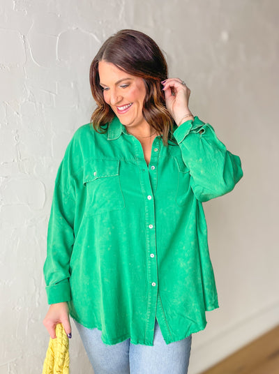 Lucky Charm Button Up- Green