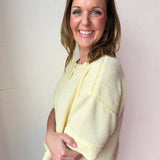 Henley Waffleknit Top- Yellow - Ana Patricia Boutique