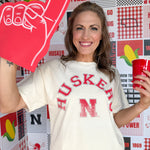 Nebraska Huskers Mega Arch Tee- Off White - Ana Patricia Boutique