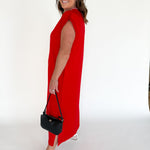 Varsity Scuba Midi Dress-Red - Ana Patricia Boutique