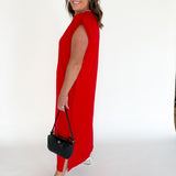 Varsity Scuba Midi Dress-Red - Ana Patricia Boutique