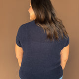 Short Sleeve Sweater-Navy