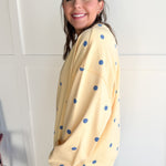 Polka Dot French Terry Top- Yellow/Blue - Ana Patricia Boutique