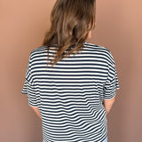 Oversized Stripe Tee- Navy/White