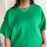 Raw Edge Sweater Top- Green - Ana Patricia Boutique