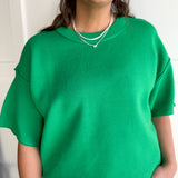 Raw Edge Sweater Top- Green - Ana Patricia Boutique