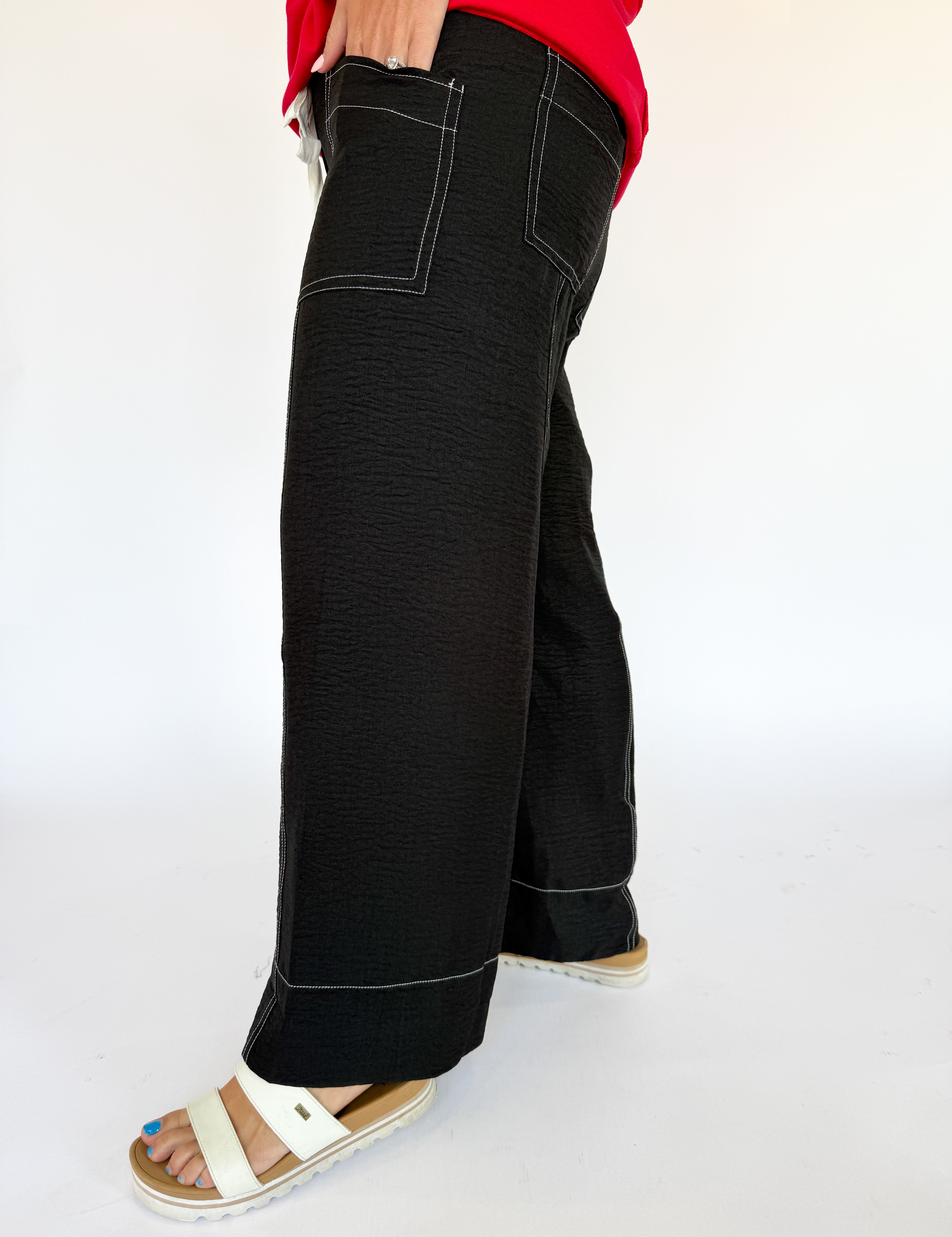 Wide Leg Pants- Black - Ana Patricia Boutique