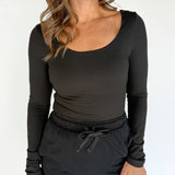 Butter Round Long Sleeve Top- Black