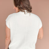 Ribbed Mock Neck Sweater-Ivory