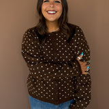 Irregular Dot Cardigan- Brown