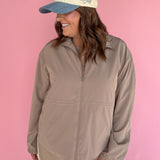 Peplum Windbreaker Jacket- Taupe - Ana Patricia Boutique