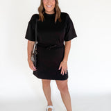 Scuba Short Sleeve Dress- Black - Ana Patricia Boutique