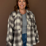 Plaid Flannel Button Up- Black