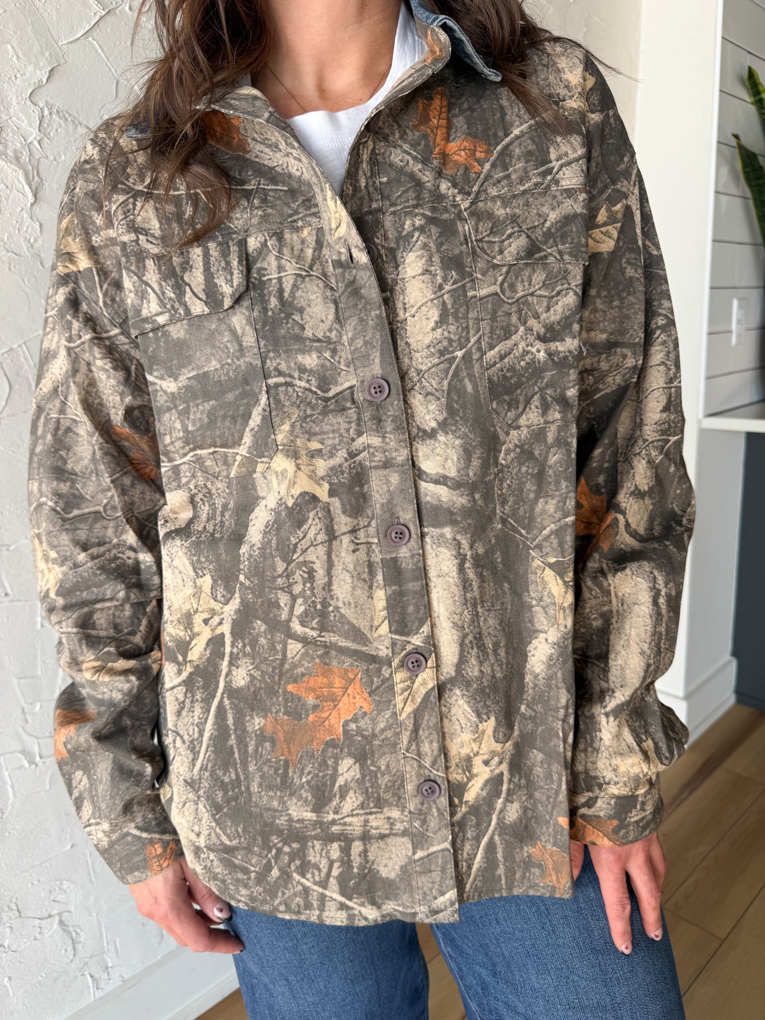 Denim Collar Camo Jacket - Ana Patricia Boutique