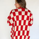 Checkered Cardigan- Red/Ivory - Ana Patricia Boutique