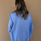 Mineral Wash Snap Pullover- Blue
