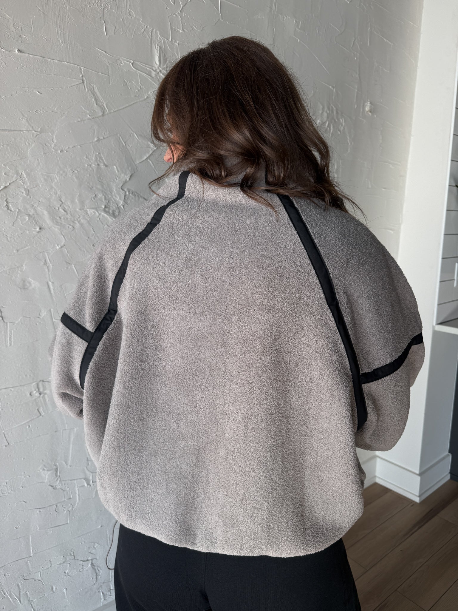 Oversized Fleece Pullover-Grey - Ana Patricia Boutique