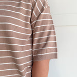 Oversized Stripe Top- Taupe - Ana Patricia Boutique