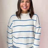 Blue Striped Sweater- Ivory