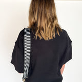 Raw Edge Sweater Top- Black