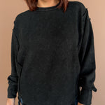 Ribbed Mineral Wash Pullover- Black - Ana Patricia Boutique