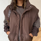 Oversized Puffer Vest- Brown