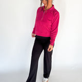 Luxe Ribbed 3/4 Zip-Pink - Ana Patricia Boutique