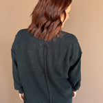 Ribbed Mineral Wash Pullover- Black - Ana Patricia Boutique