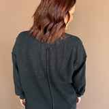 Ribbed Mineral Wash Pullover- Black - Ana Patricia Boutique