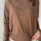 Brushed Cowl Neck Top- Mocha - Ana Patricia Boutique