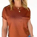 Diamond Jacquard Top- Chestnut