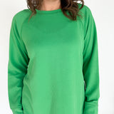 Luxe Ribbed Raglan Top-Green