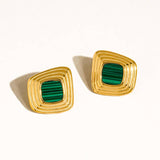 Enamel Square Earrings- Green - Ana Patricia Boutique